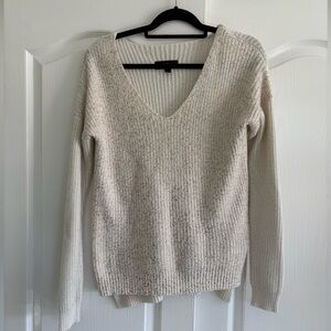 White Pullover Sweater with Rose Gold Flakes